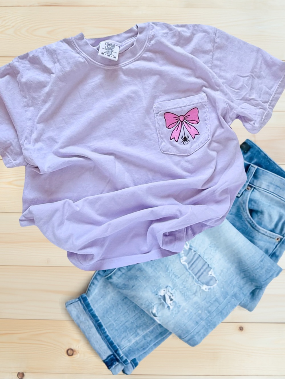 Cute and Spooky Coquette Spider Pocket Tee